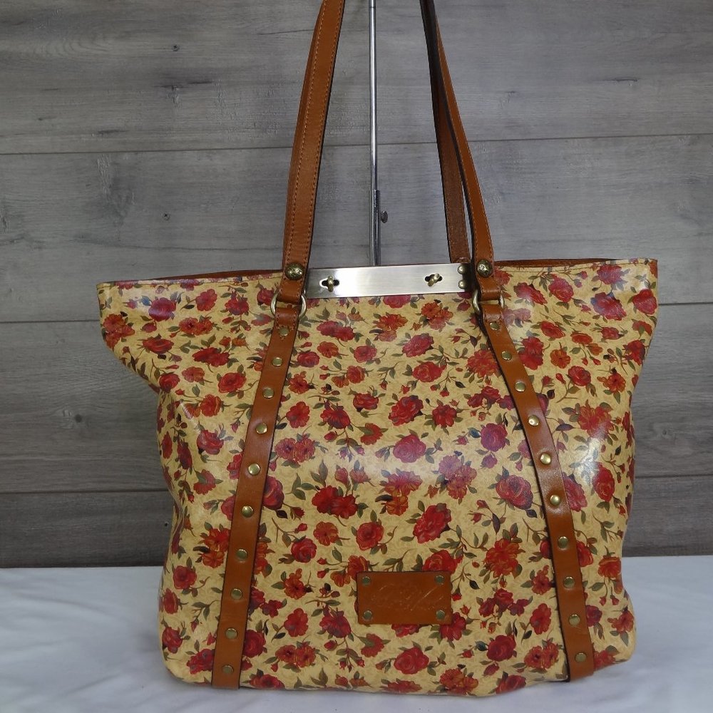 Patricia Nash Benvenuto Large Floral Leather Tote Shoulder Bag Hobo Purse